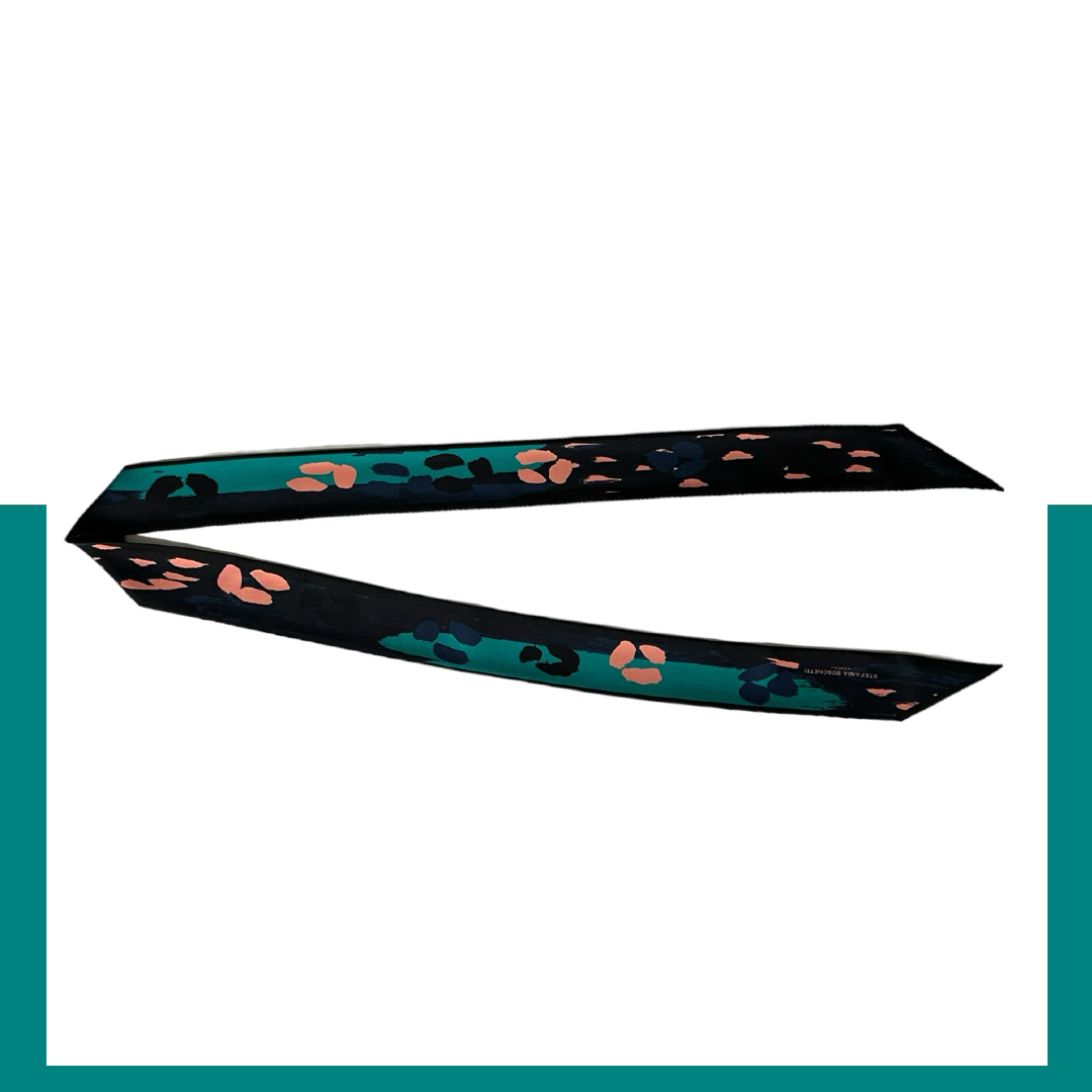 Ribbon Scarf: Flopard Pink Blue Green