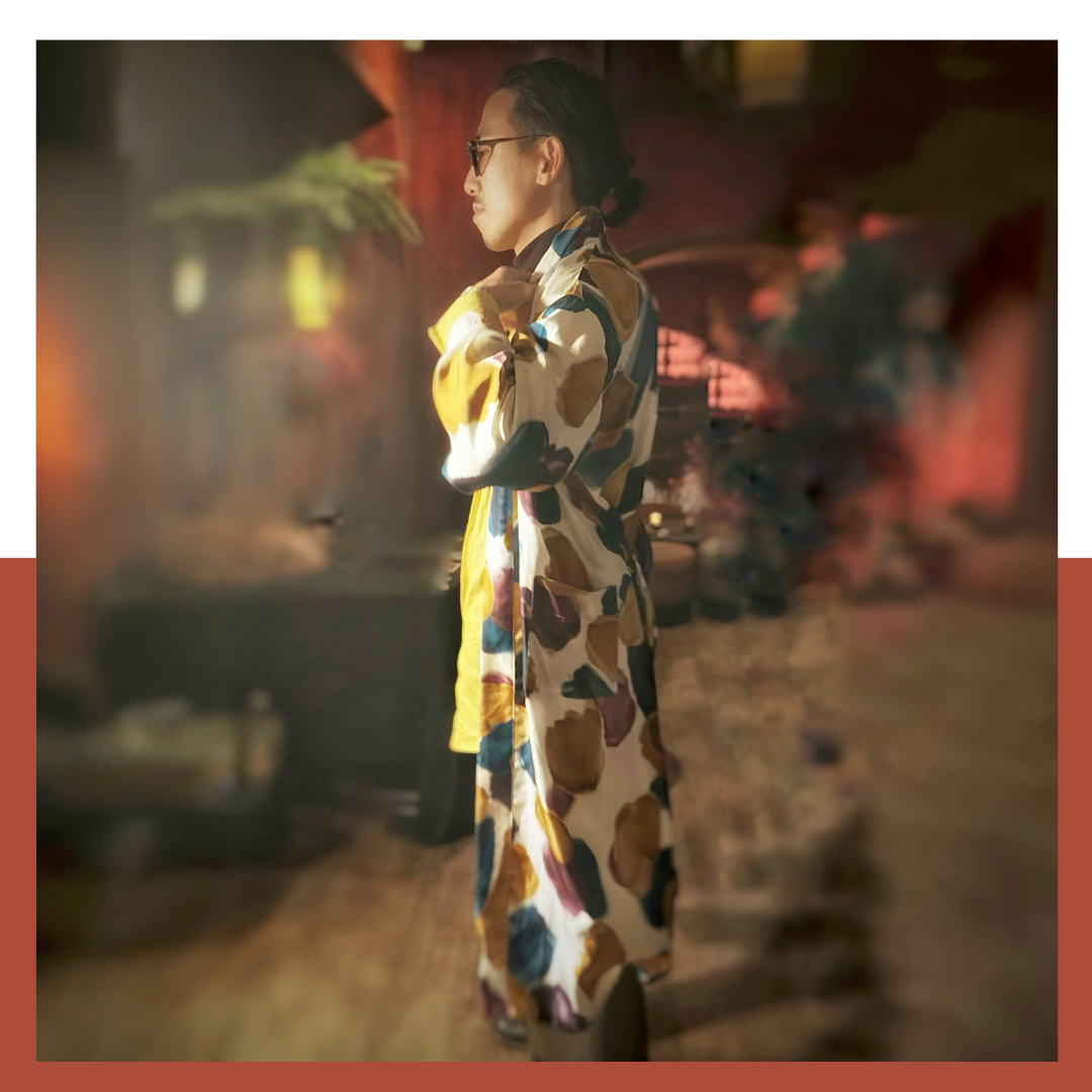 Silk kimono: Flopard watercolour stone