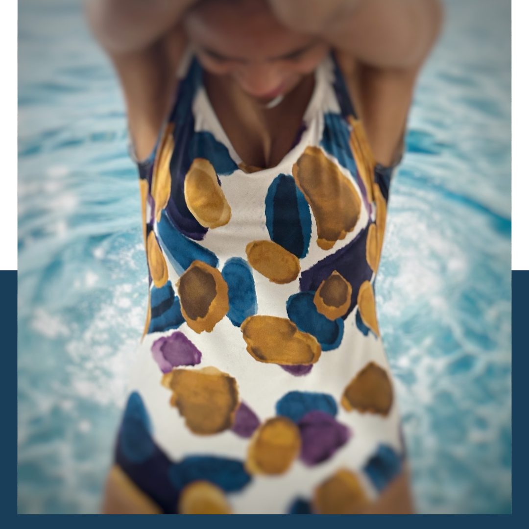 Olympic swimsuit Flopard watercolour stones